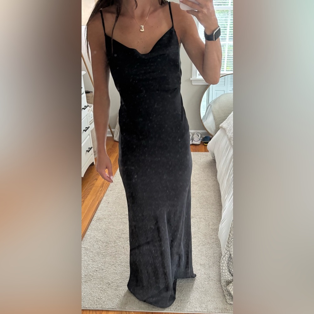 Altar'd State Black Satin Maxi Dress